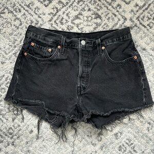 Levi 501 Black Denim Shorts